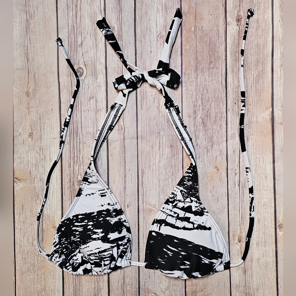 Roxy Black and White Halter Bikini Top Size L